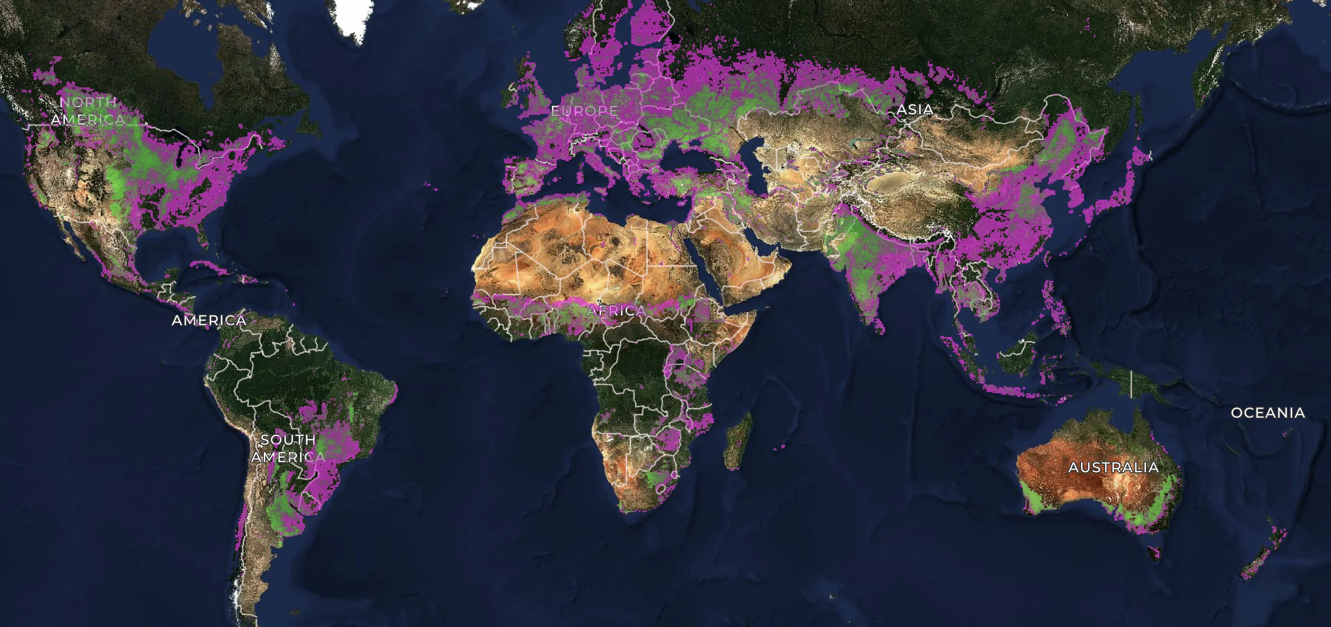 FTW Explorer app showing detected field boundaries over satellite imagery